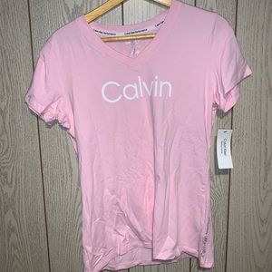 Calvin Klein V-Neck Tee Women’s, Light Pink, New Condition, Size Large,